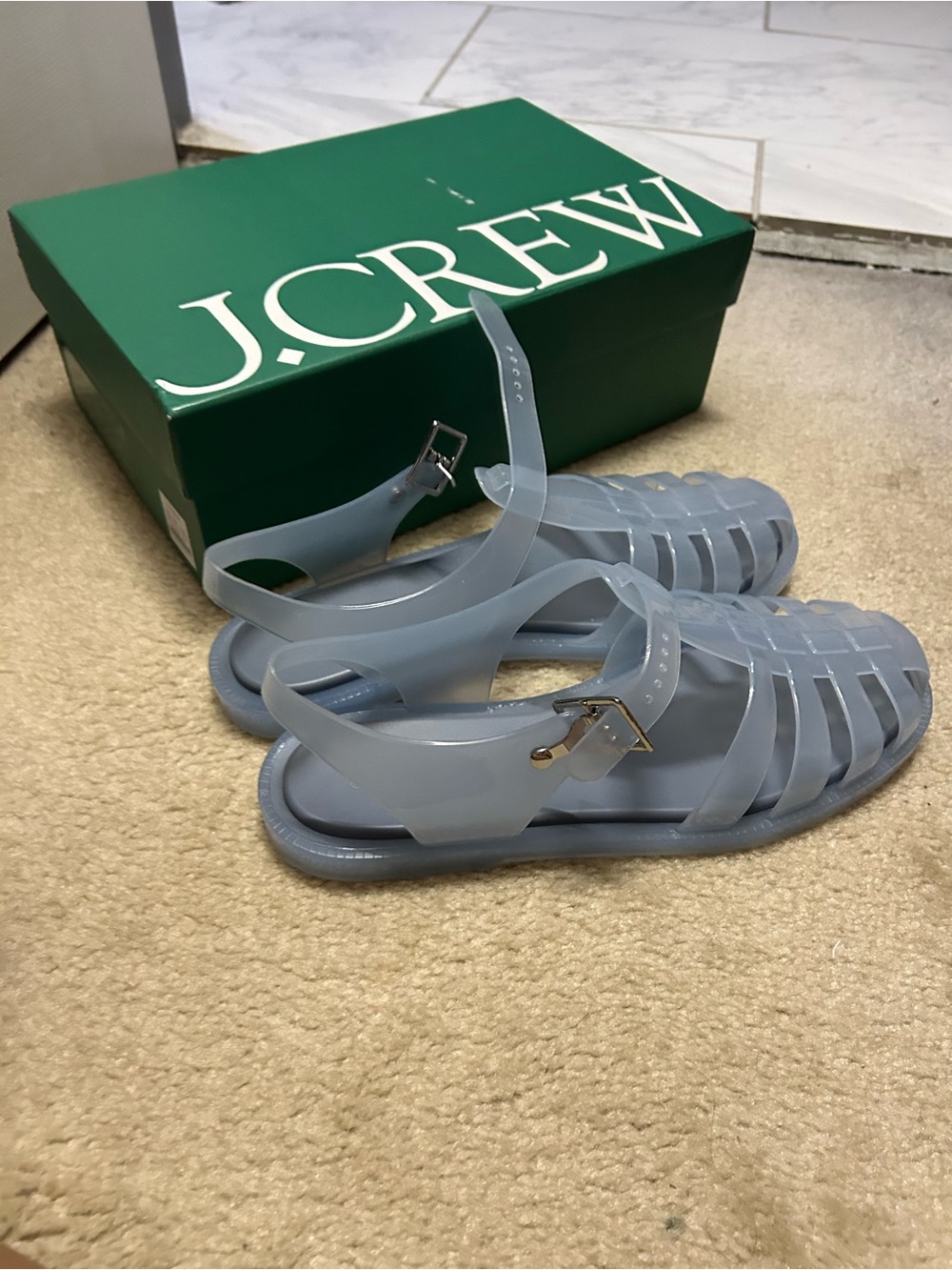 J CREW jelly fisherman sandals in light blue. - Picture 2 of 15